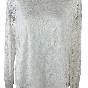 Adrianna Papell Blouse Women’s Size M Off White Lace Overlay Romantic Feminine